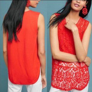 Anthropologie TINY Red Lace Detail Knit Tank
